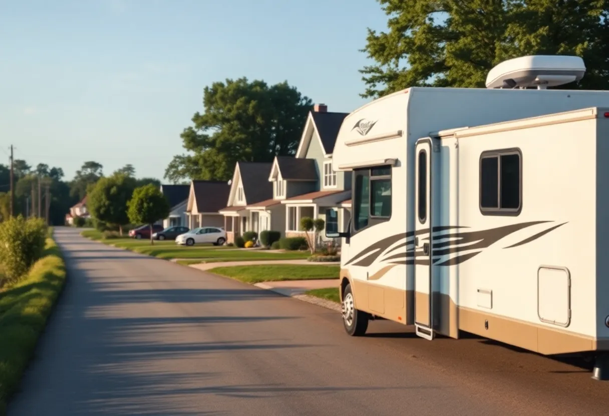Recreational vehicle parked on County Road 297 in Lafayette County.