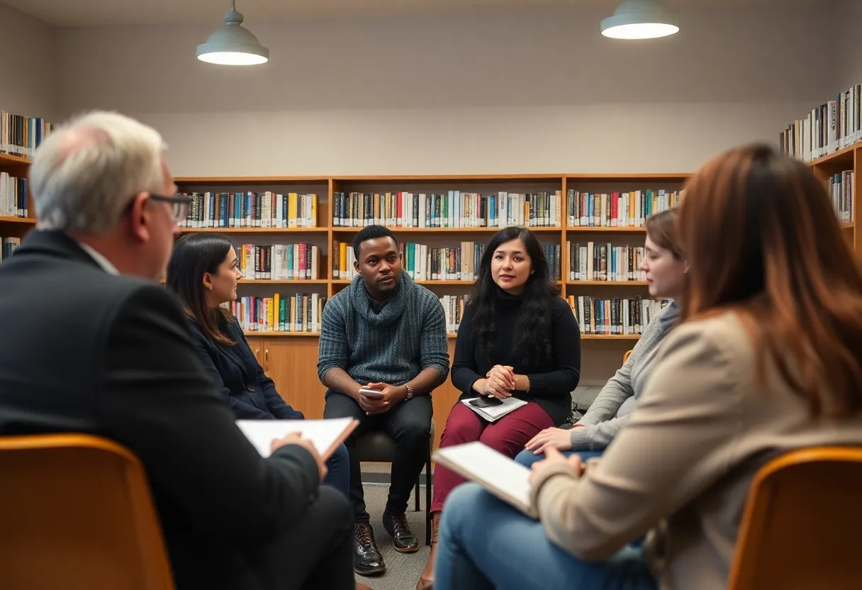 Community members participating in a mental health workshop