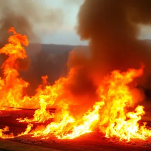 Firefighters battling a wildfire in New Jersey.