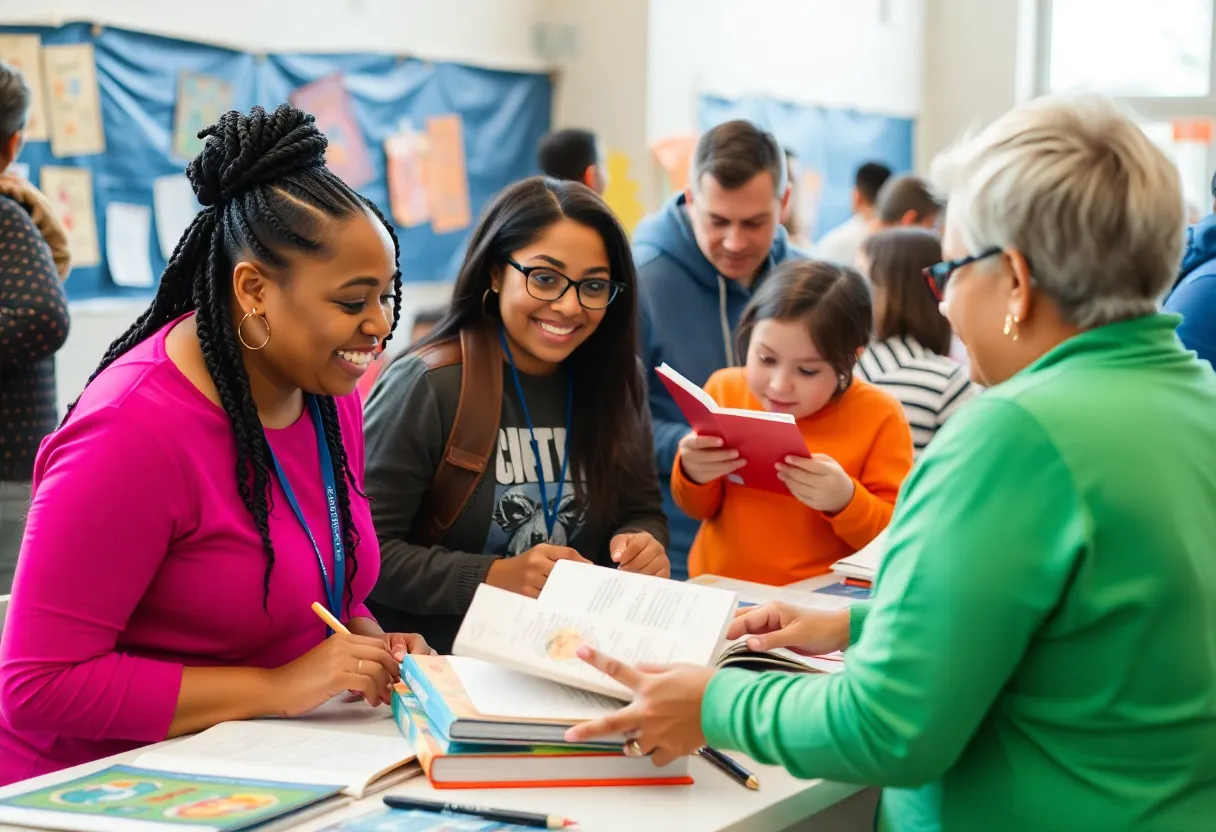 Community members participating in events supporting children's literacy