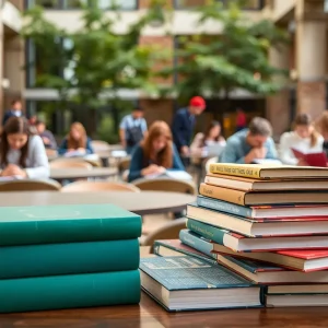 Students at the University of Mississippi studying with textbooks