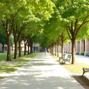 Outdoor space at Oxford Intermediate School symbolizing community and education.