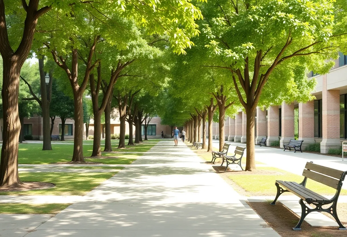 Outdoor space at Oxford Intermediate School symbolizing community and education.