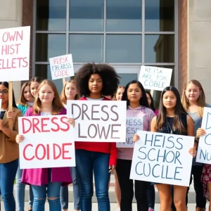 Students protesting dress code policy at Oxford High School