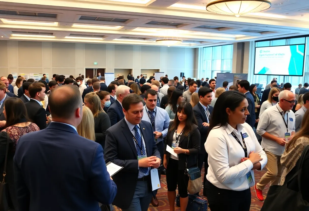 Professionals networking at the opioid summit