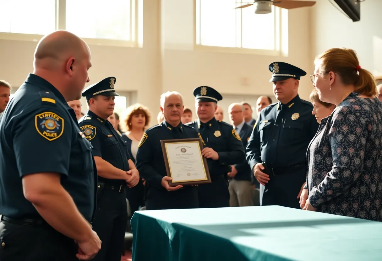 Oxford Police Department receiving award for crime victim services.