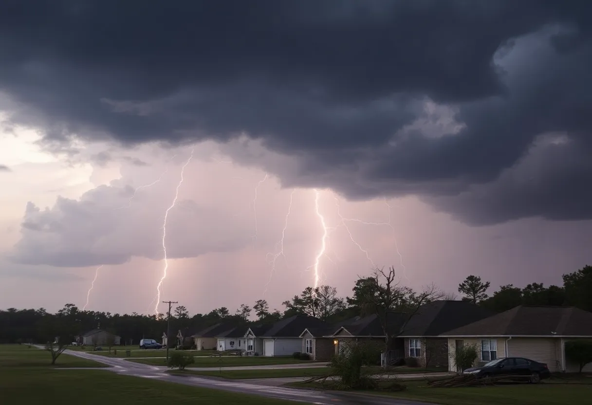 A view of storm damage in Lafayette County, Mississippi