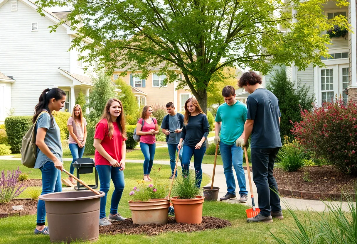 Students from the University of Mississippi participating in the Big Event community service.