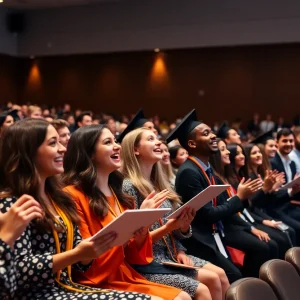 Students receiving honors at the University of Mississippi ceremony.