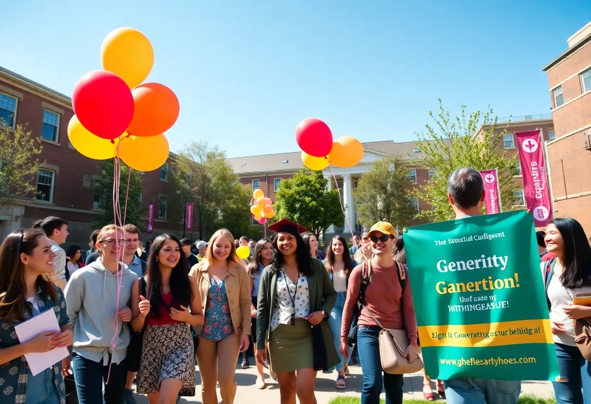 Students and faculty celebrating Giving Day at University of Mississippi