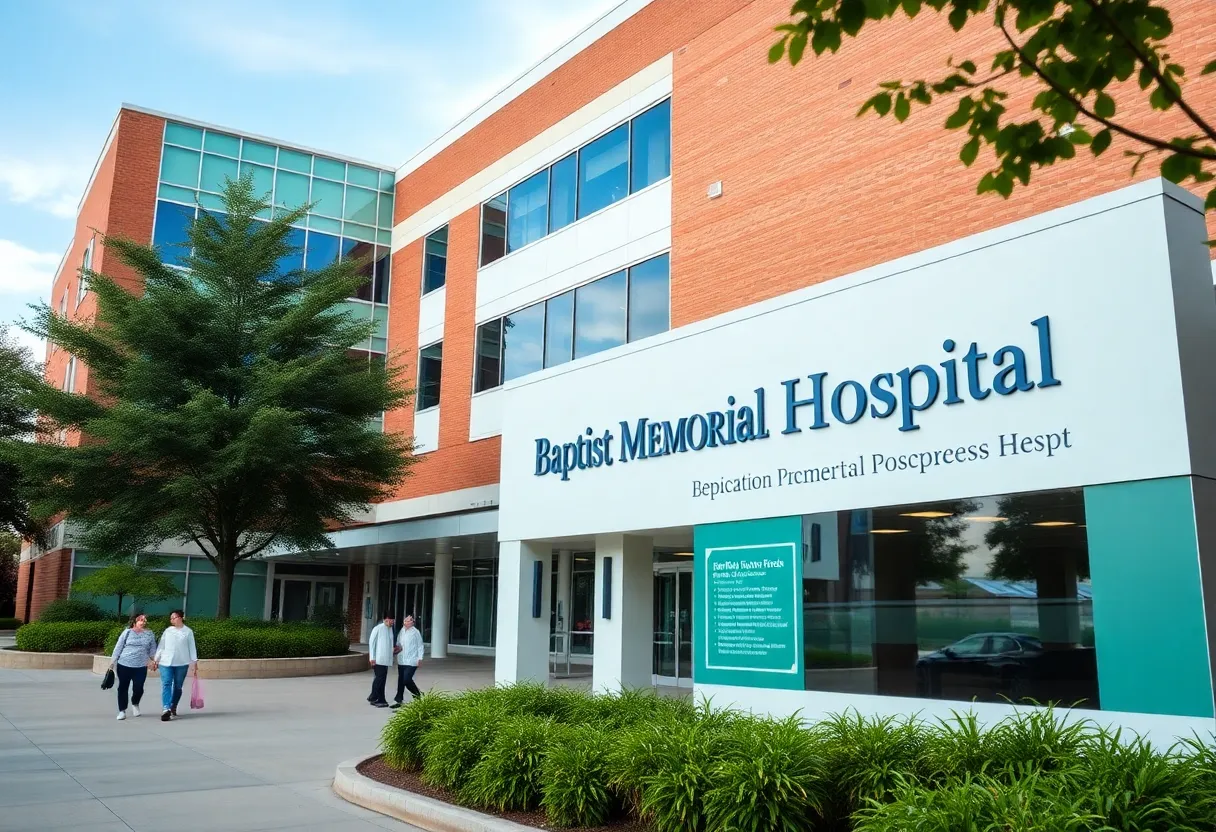 Exterior view of Baptist Memorial Hospital in Oxford, Mississippi.