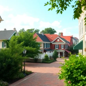 A scenic summer view of a small town in Mississippi