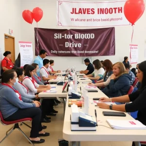 People participating in a blood donation drive