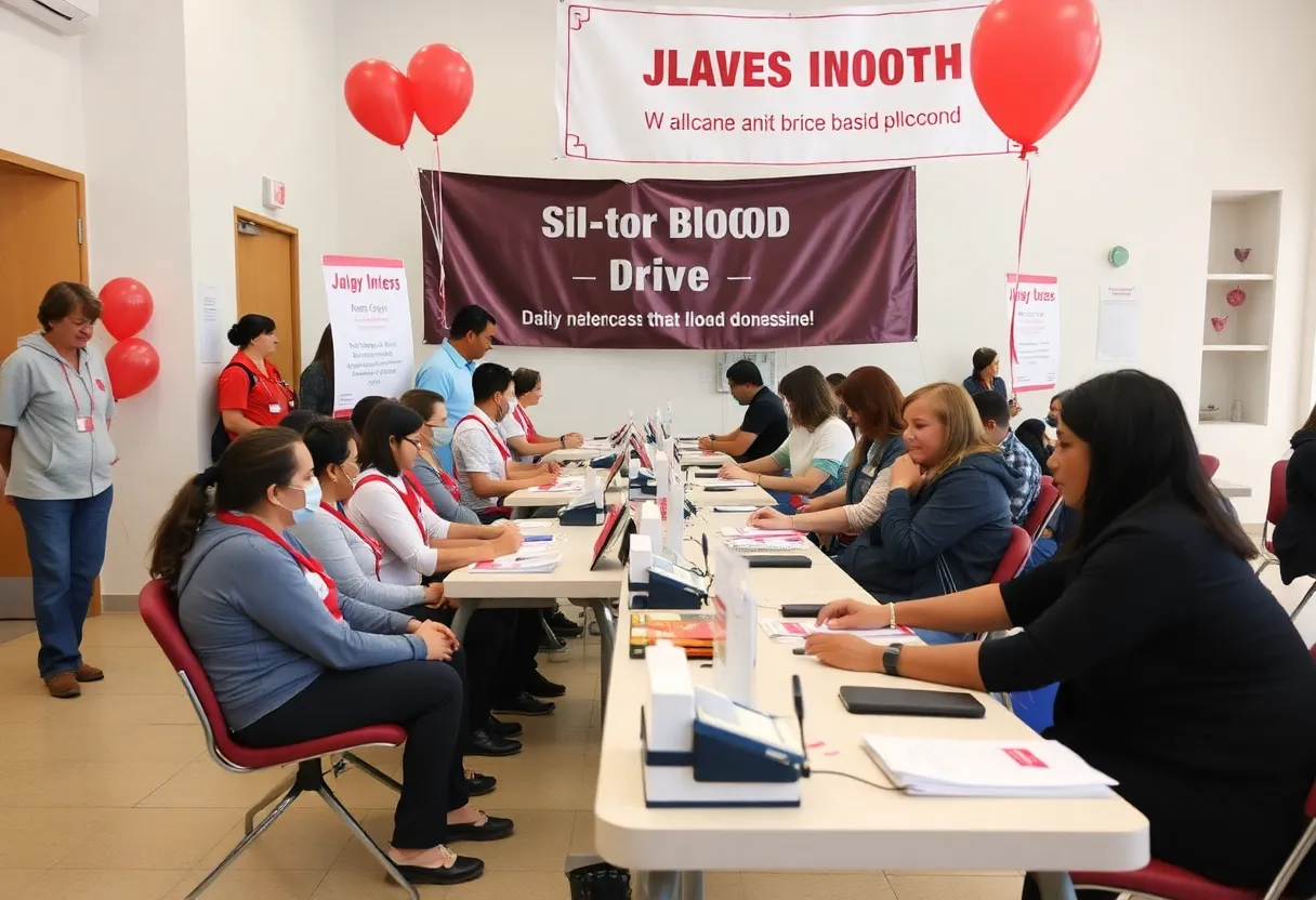 People participating in a blood donation drive