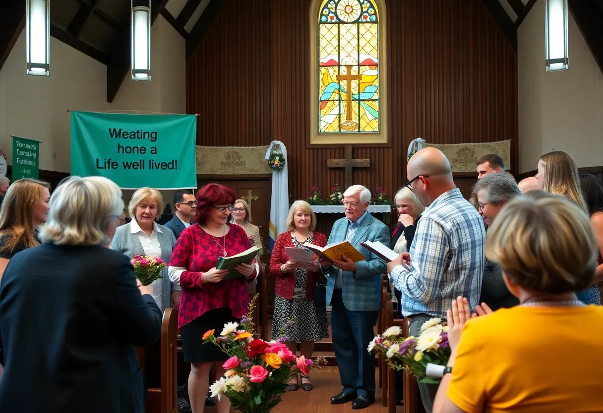 Gathering of community members honoring Nancy Jane Coffler