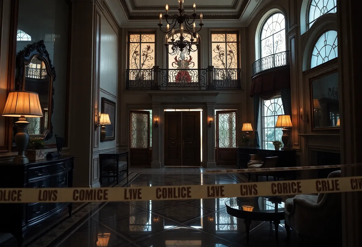 Upscale townhouse with police evidence markers