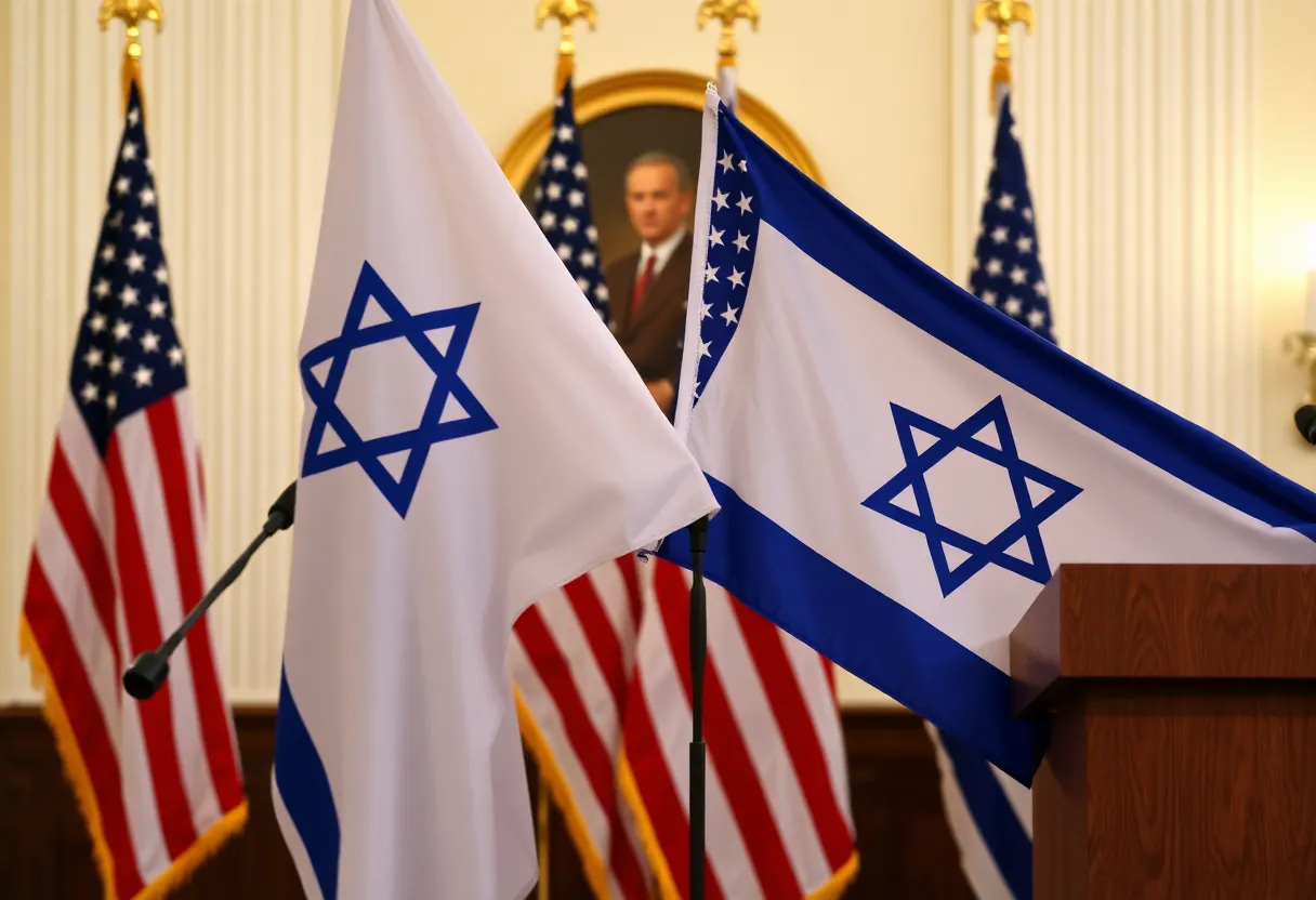 Flags of the U.S. and Israel symbolizing diplomatic tensions