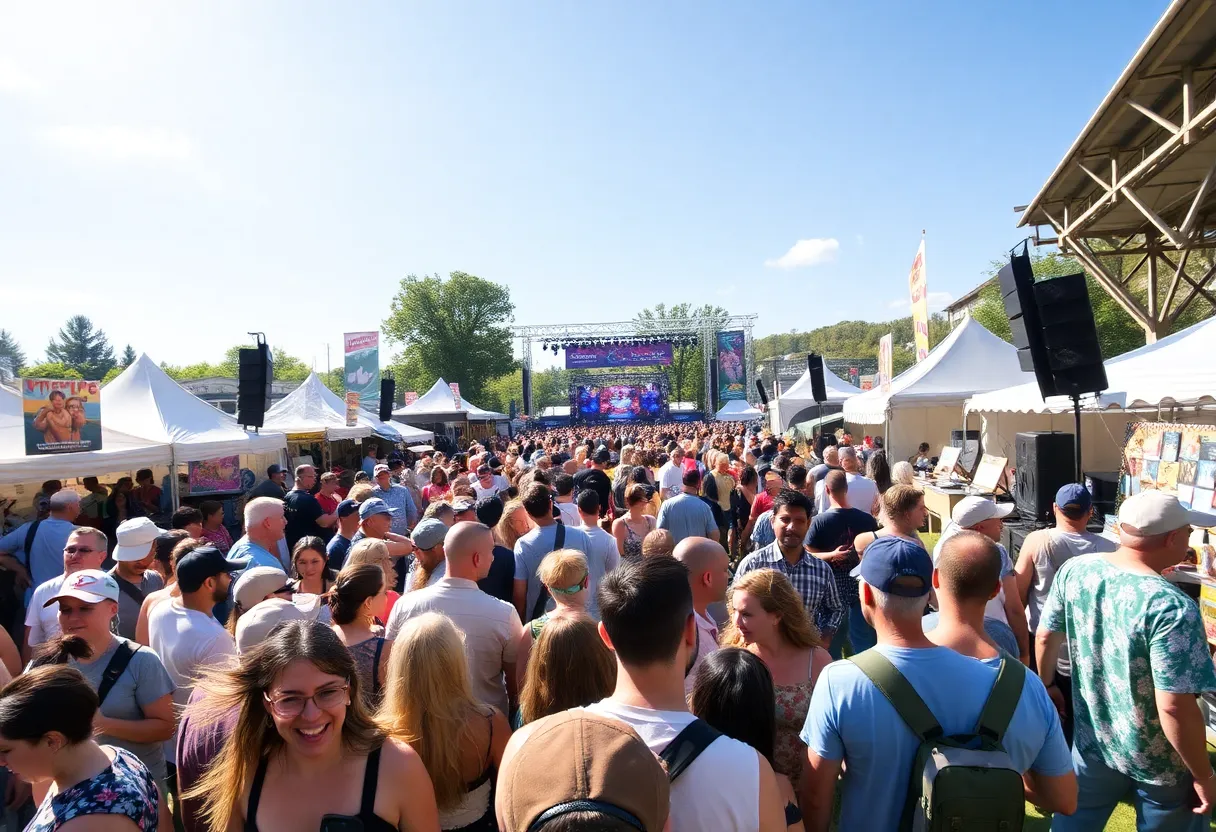 Crowd enjoying the Double Decker Arts Festival in Oxford.