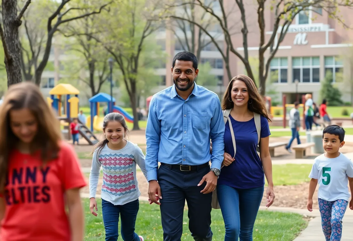 Families enjoying outdoor activities in Oxford, Mississippi's parks.