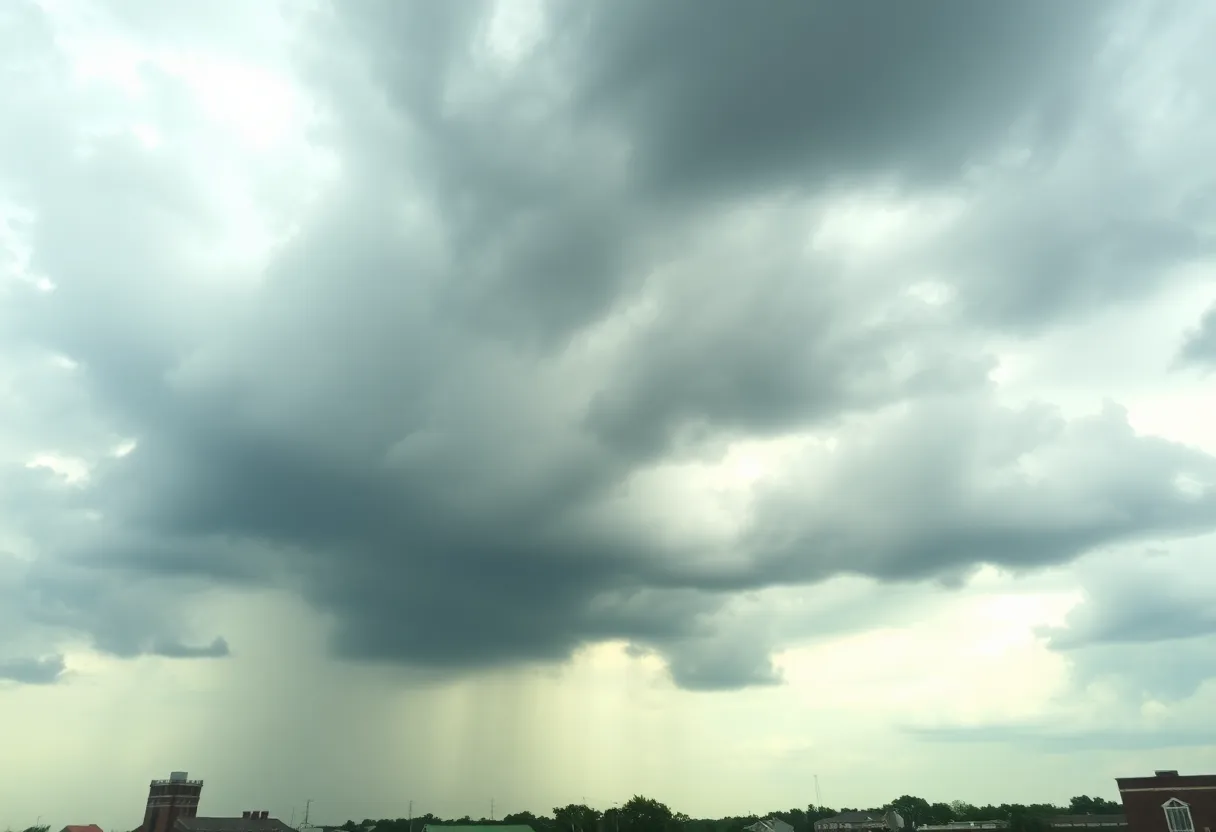 A cloudy sky hinting at rain over Memphis during Memorial Day weekend.