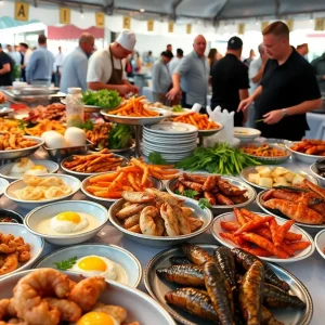 Array of seafood dishes presented at the Mississippi Seafood Cook-Off