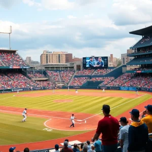 College baseball players in action during Mississippi State vs. Ole Miss series