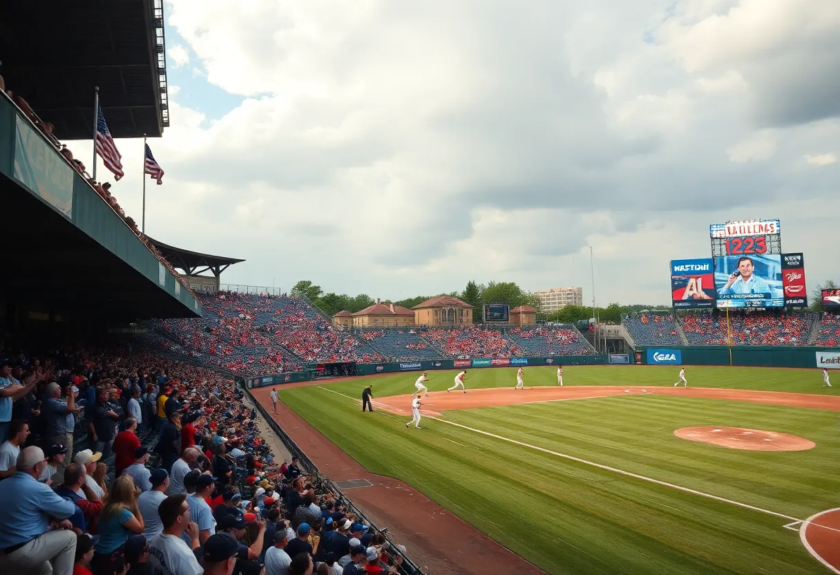 Baseball players from Murray State Racers and Ole Miss competing in NCAA Regionals