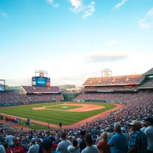 NCAA baseball game unfolding at Swayze Field with players and fans in vibrant colors.