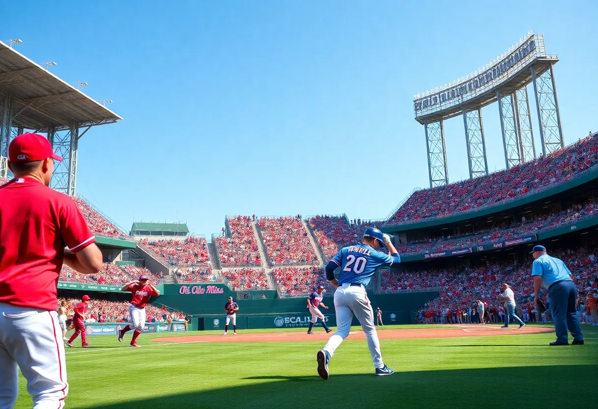 Ole Miss baseball team playing in the NCAA tournament at Swayze Field