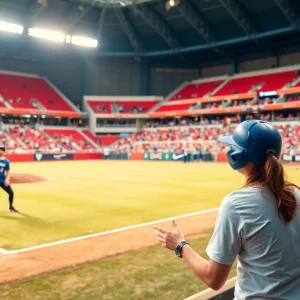 Ole Miss Lady Rebels softball team playing during a tournament