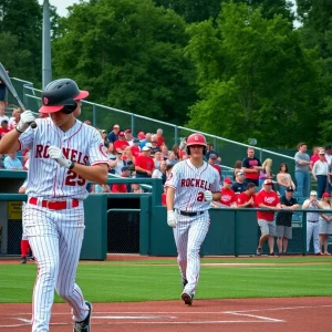 Ole Miss Rebels baseball team celebrating a victory