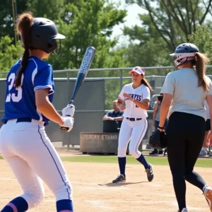 Ole Miss softball team celebrating their victory against Florida Gators