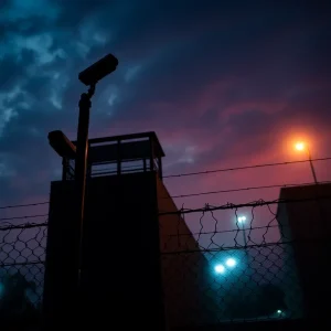 A scene illustrating the challenges of jail security during an escape incident.