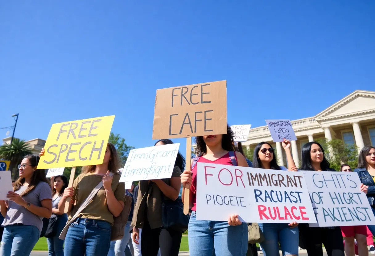 Students protesting for free speech rights on campus