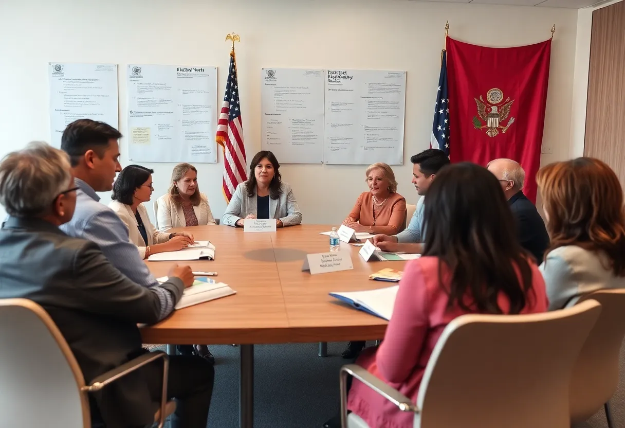 Representation of a political meeting discussing elections