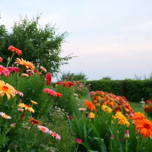 A peaceful garden filled with colorful flowers representing a beloved individual's legacy.