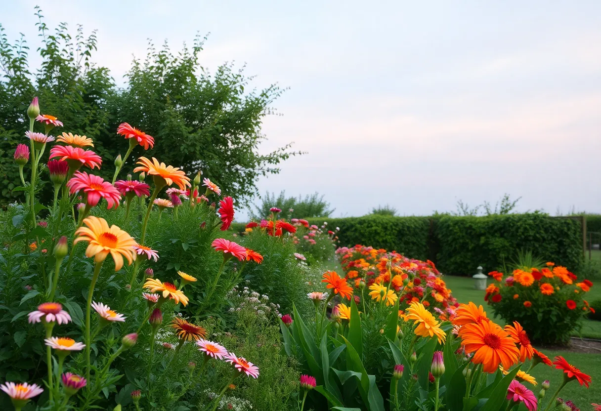 A peaceful garden filled with colorful flowers representing a beloved individual's legacy.