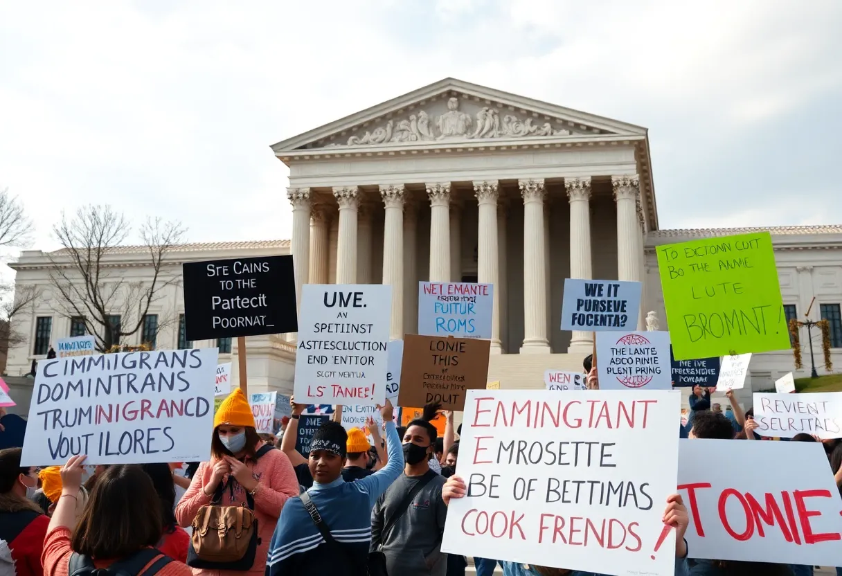 Protests outside Supreme Court regarding birthright citizenship