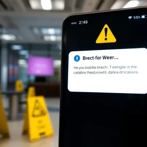 Warning about TeleMessage data breach on secure messaging app interface.