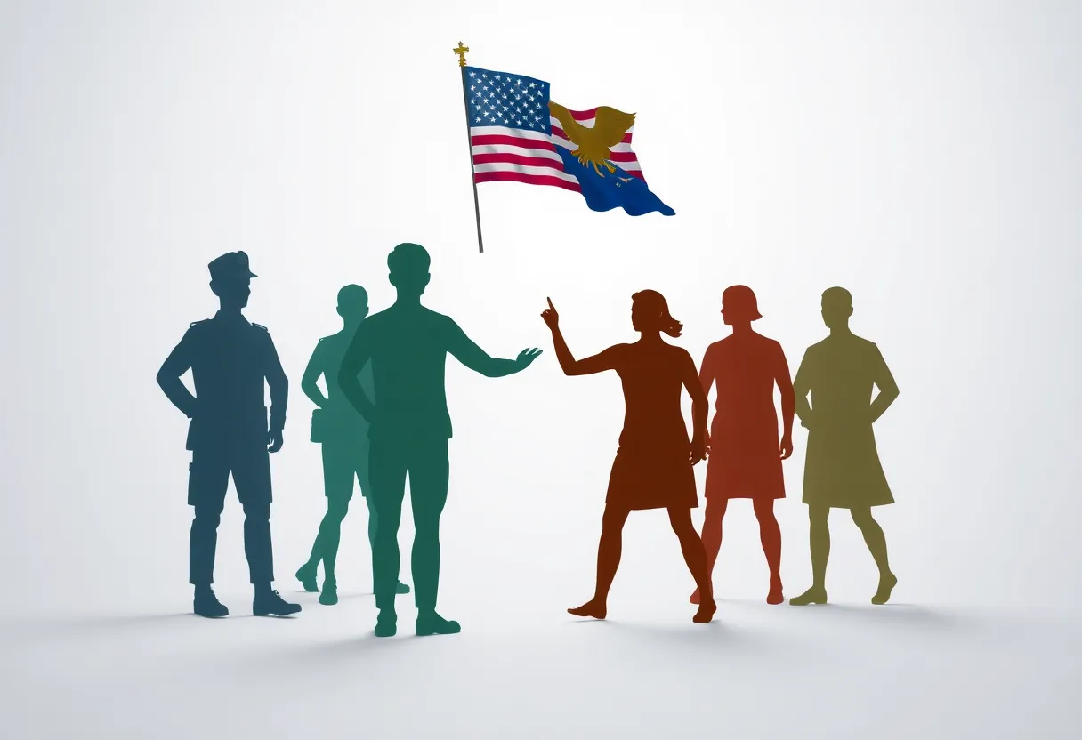 Illustration representing military service and diversity.