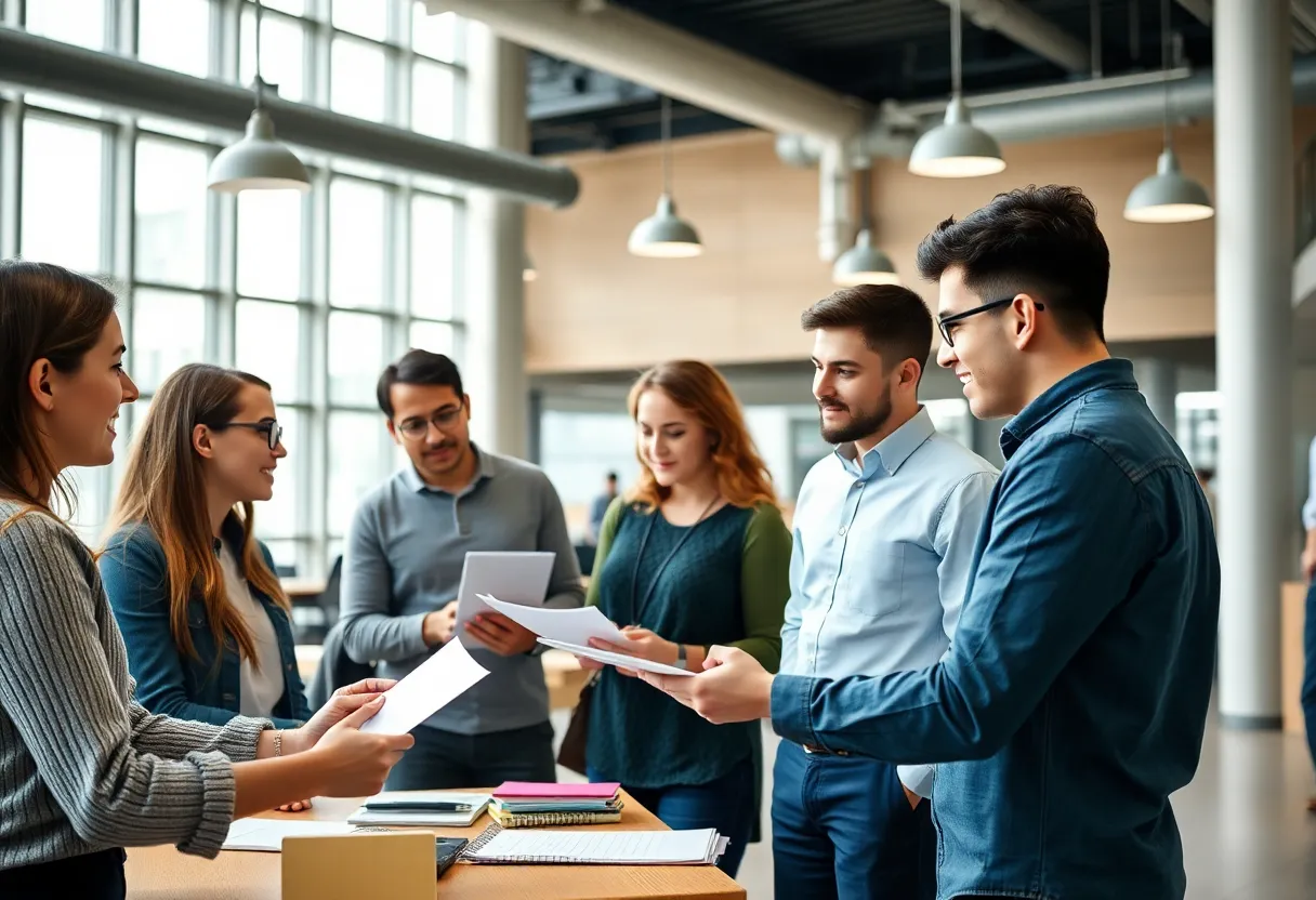 Students engaged in discussion at the University of Mississippi School of Business