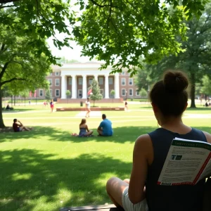 Students enjoying summer activities at the University of Mississippi campus.