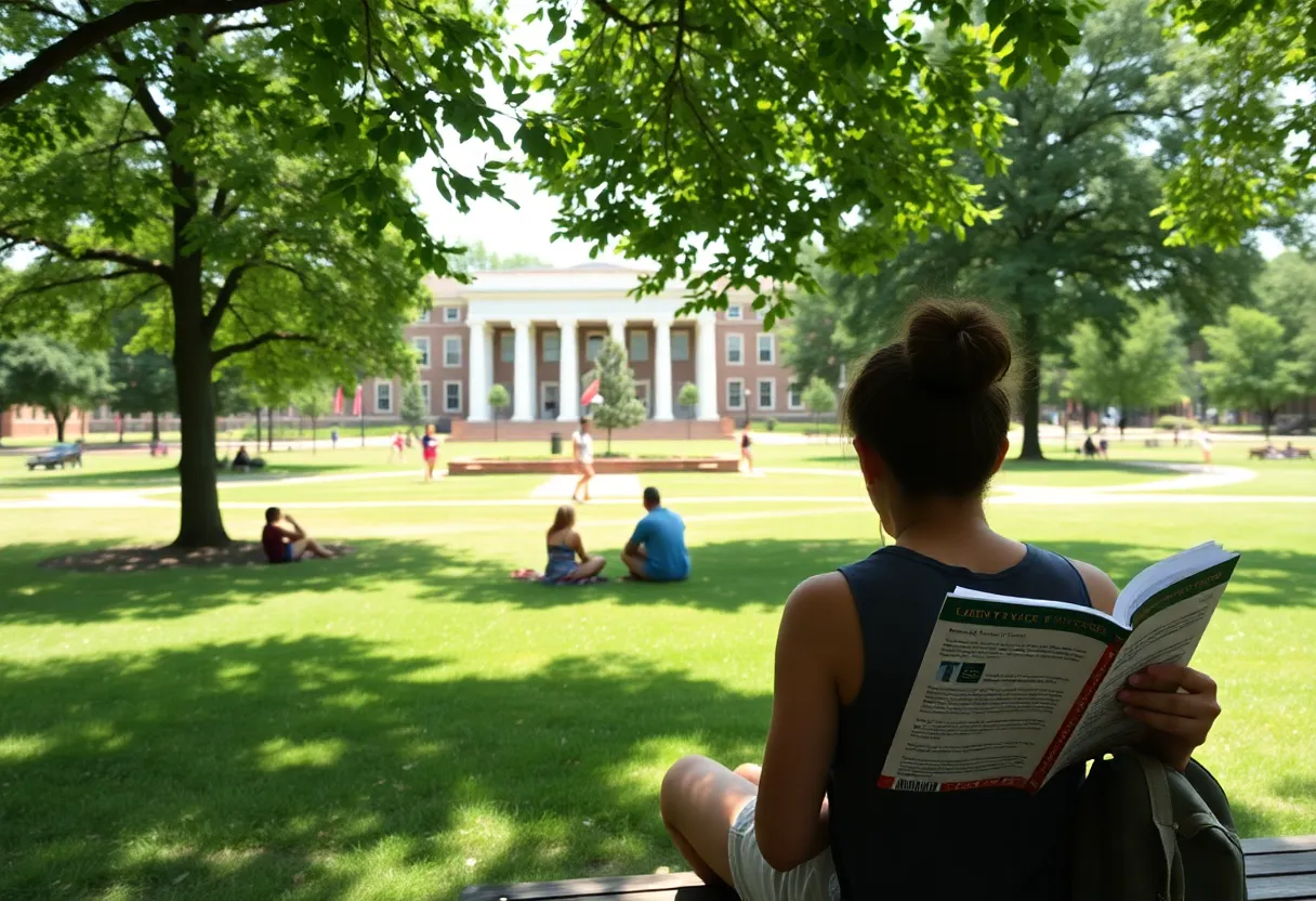 Students enjoying summer activities at the University of Mississippi campus.