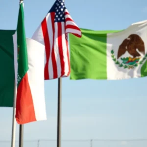 Symbolic representation of U.S.-Mexico border relations and drug trafficking issues.