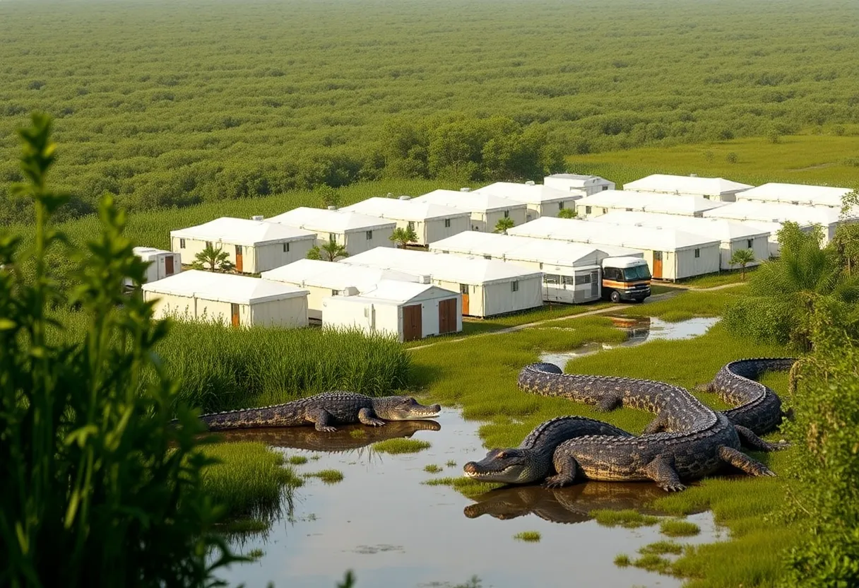 Conceptual design of the Alligator Alcatraz immigration detention facility in the Everglades