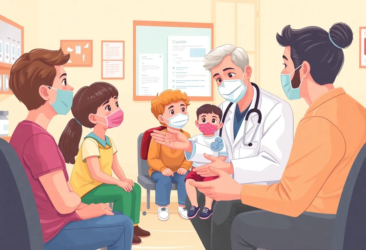 A pediatrician discussing COVID-19 vaccine with a family