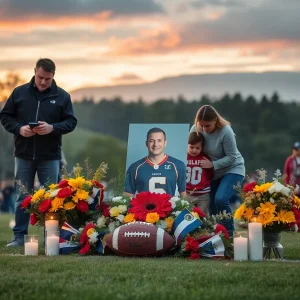 A peaceful tribute scene representing the life of Charles Richard Hinton, highlighting devotion to family and sports.