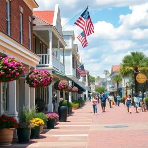 Historic Main Street in a Southern town with Victorian architecture