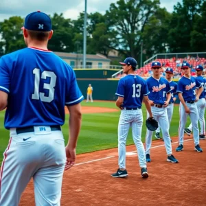 Clemson baseball players practicing on the field