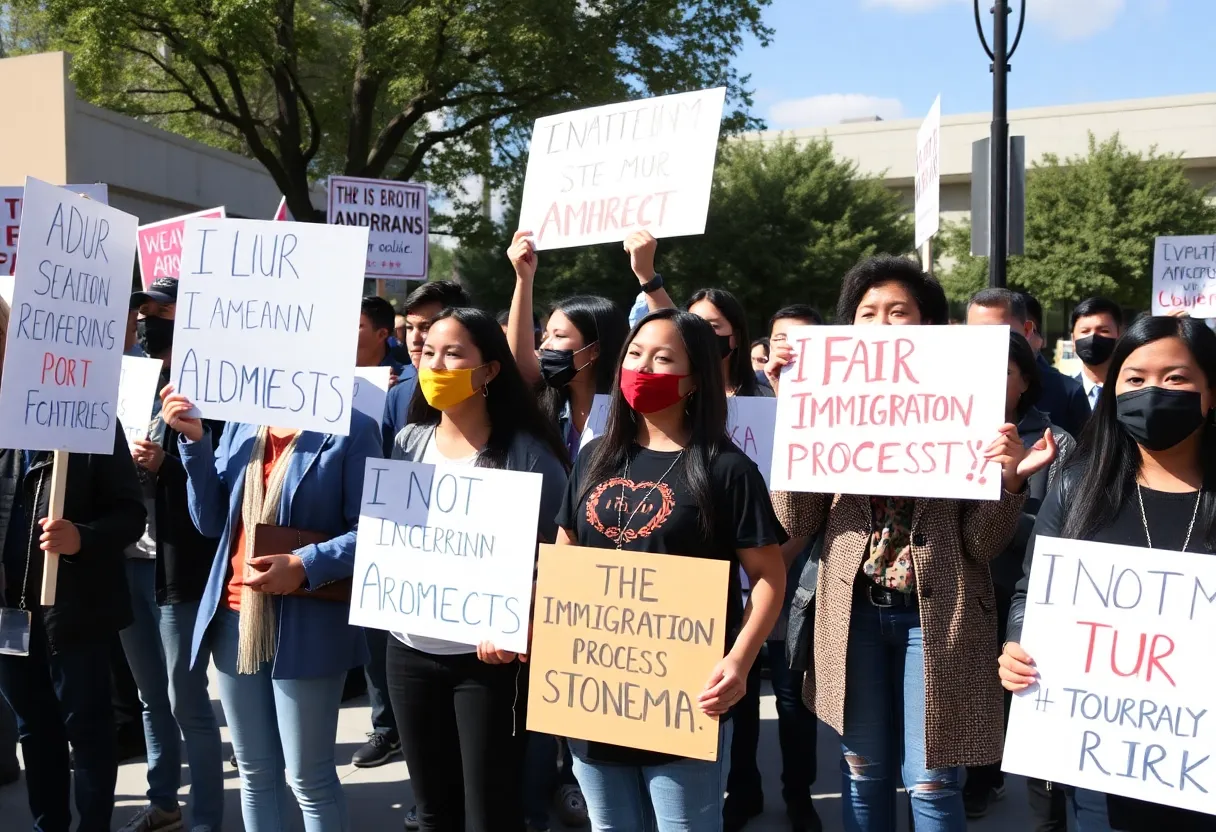 Protesters holding signs for student rights in Milford